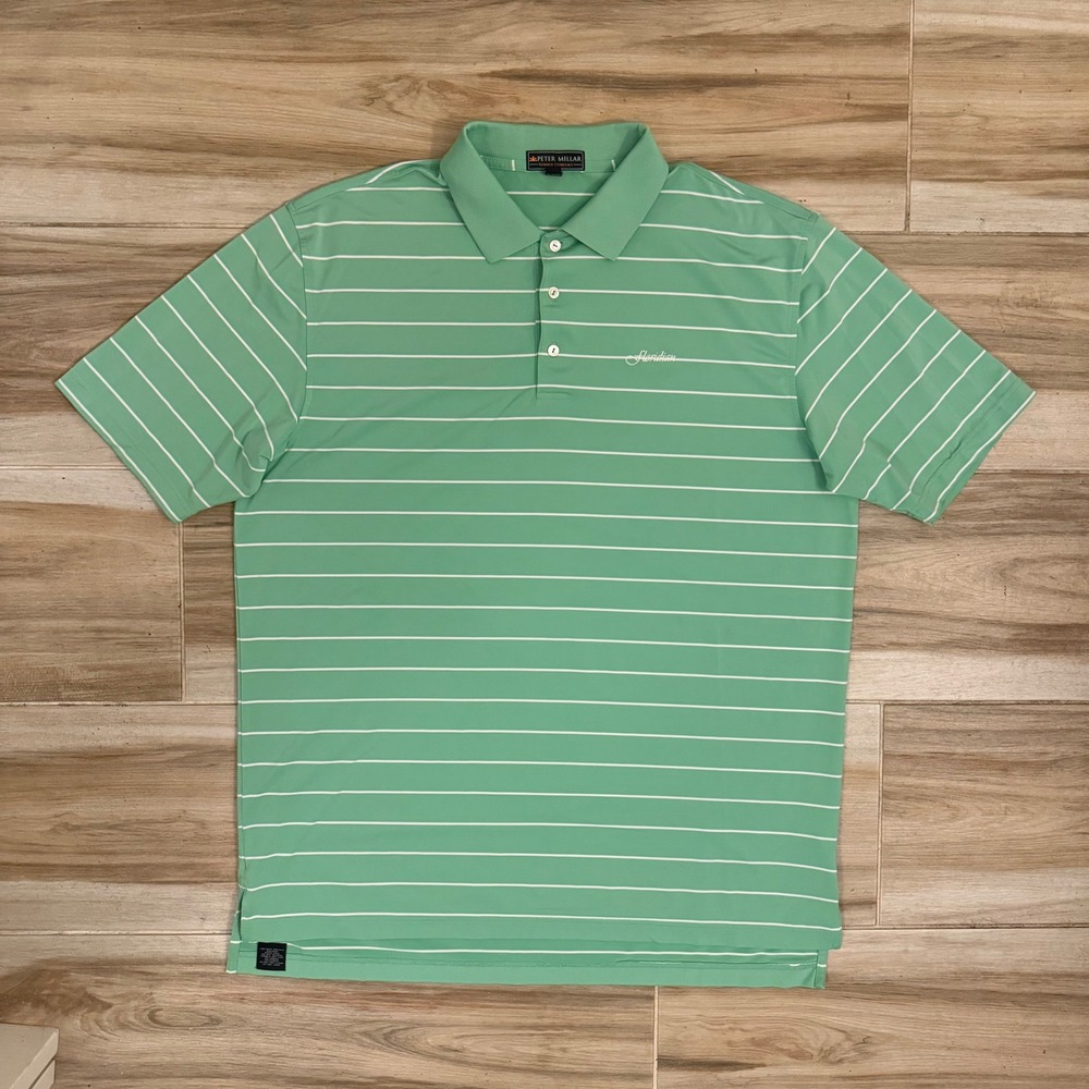 Peter Millar Summer Comfort Polo Shirt Mens XL Green Striped Floridian Golf Top